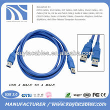 HIGH SPEED Blue AM TO AM Male to Male 3.0 USB Data CABLE 1.8m 6ft